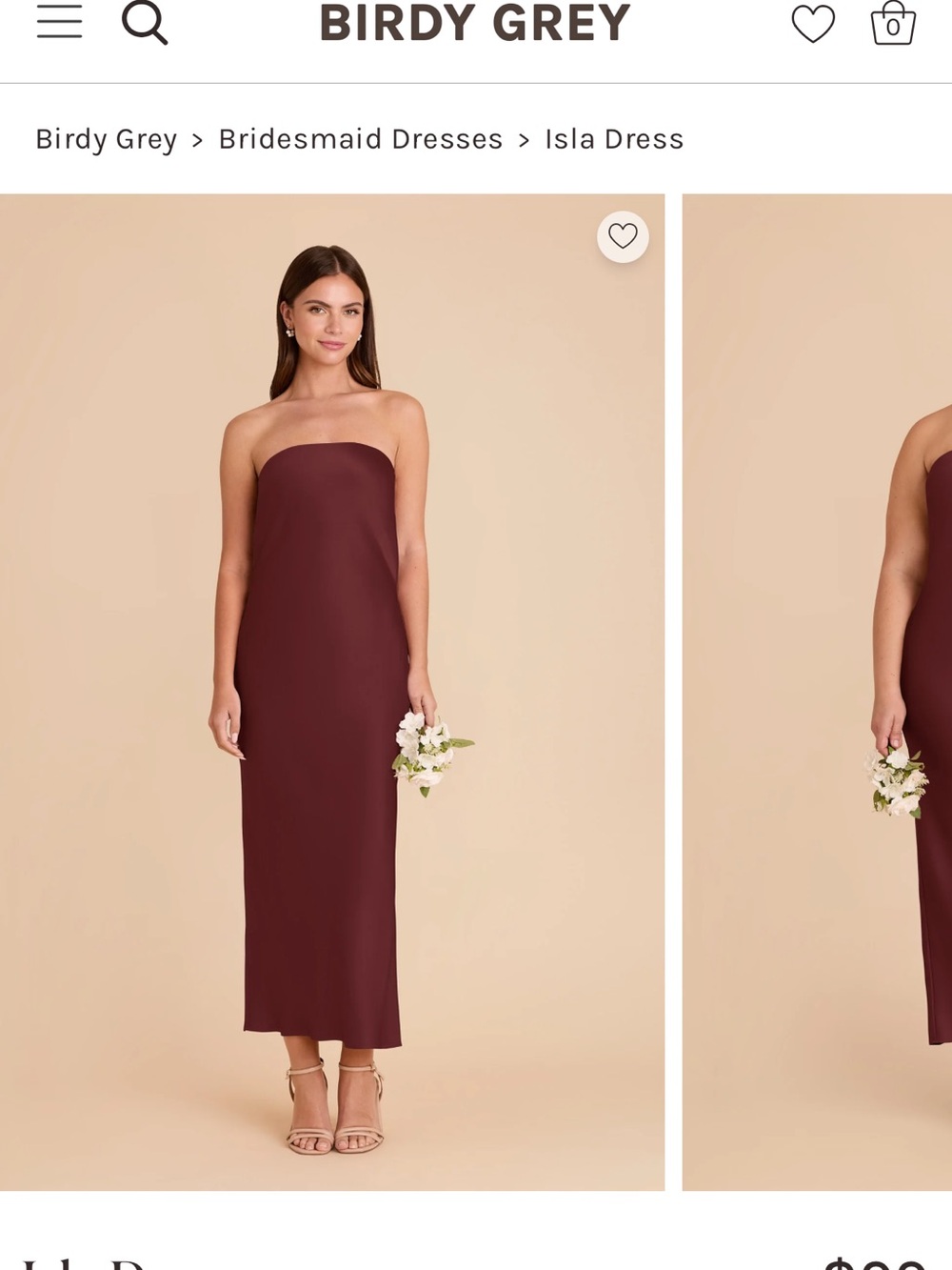Birdy Grey Strapless Midi Dress in Wine